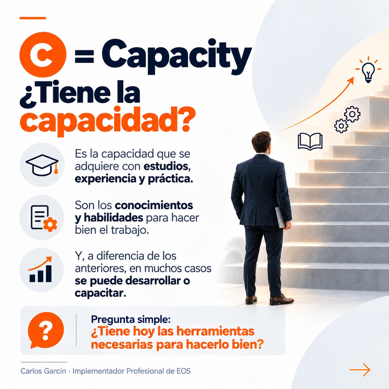C = Capacity: ¿tiene la capacidad? Estudios, experiencia y práctica que se pueden desarrollar
